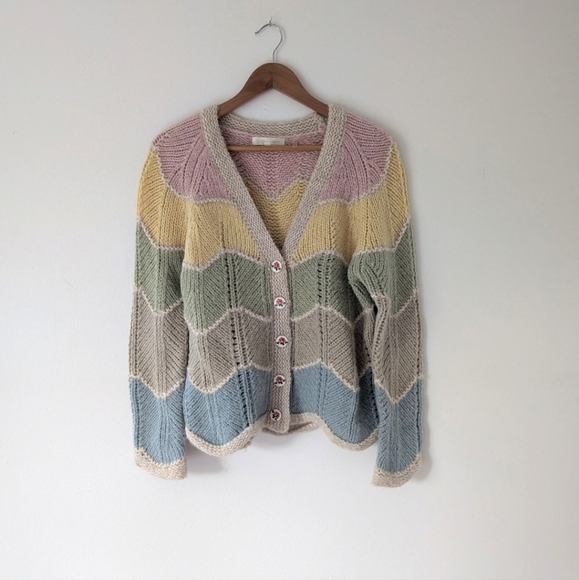 LoveShackFancy Wool Rainbow Knit Cardigan - Picture 4 of 13